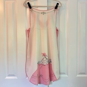 Vintage Apron 1950s‎ Embroidered Lady Pink & Cream Tie Back